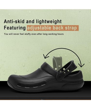 JSWEI Chef Shoes Clogs - Non Slip Oil Resistant Kitchen Work Safety Shoes - Black, Size 13 Women/11 Men - Buy Online on GoSupps.com