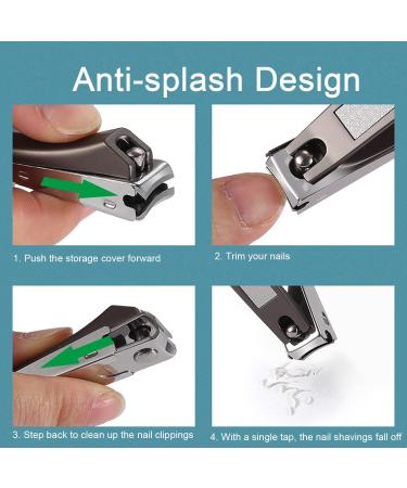 Jeopoom Stainless Steel Nail Clipper - Premium Curved Design for Safe and Precise Toenail & Fingernail Trimming - High-Quality Gray - Buy Online on GoSupps.com