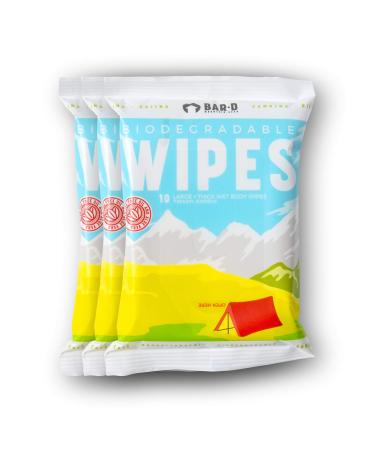 BAR-D Biodegradable Body Wipes | Aloe Vera, Tea Tree Oil, Chamomile | 10 Wipes/Pack, 3-Pack | Body Wipes for Women and Men | Travel, Backpacking, Festivals | Biodegradable Wipes | Body Wipes for Camping I Shower Wipes for Adults No Rinse 10 Count (Pack of - Buy Online on GoSupps.com
