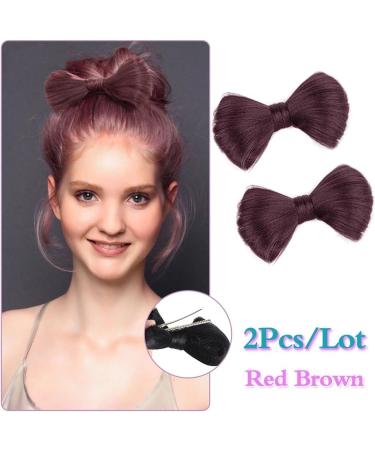 Messy Bun Hair Piece for Women Synthetic Bow Hair Bun Claw Chignon Hair Bun Straight Updo Hairpiece Cute Bow Hair Extensions Clip in Hair Bun Extensions for Women Girls Fake Hair Accessories for Wom Red brown-01 - Buy Online on GoSupps.com