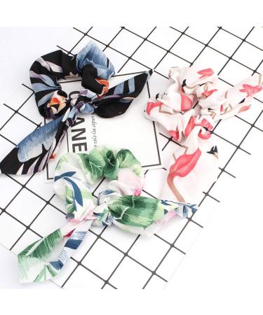 Bow Scrunchies Hair Accessories Set - 18 Pcs Chiffon & Silk Scrunchies with Bow Scarf, Solid Stripe Flower Colors, Ponytail Holder, Rabbit Bunny Ear BowKnot - Hair Ties Ropes - Buy Online on GoSupps.com