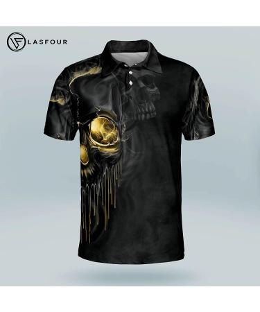LASFOUR Custom Skull Bowling Shirts with Name - USA Camo Bowling Jerseys for Men | Short Sleeve Men's Bowling Team Shirts - Buy Online on GoSupps.com