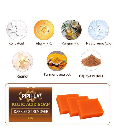 Lemon Turmeric Kojic Acid Soap for Dark Spot Removal - Vitamin C, Retinol, Collagen Bar 10.58OZ - Buy Online on GoSupps.com