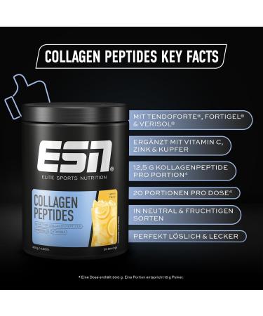 Buy ESN Collagen Peptides Lemon 2 x 300g - Supports Joint Stability & Skin Elasticity | High-Quality Made in Germany - 2 Pack - Buy Online on GoSupps.com