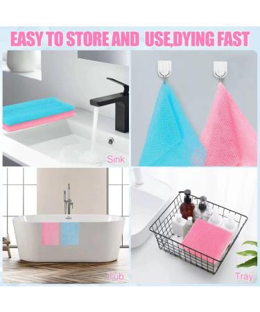 2 Pcs African Net Sponge - Exfoliating Bath Sponge & Back Scrubber for Shower - Daily Use Towels - Lake Blue Pink - Buy Online on GoSupps.com