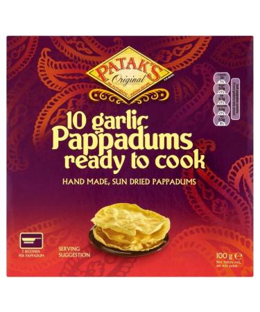 Patak Lire pour faire revenir l'ail Pappadums (10 par paquet - 100g) - Paquet de 2