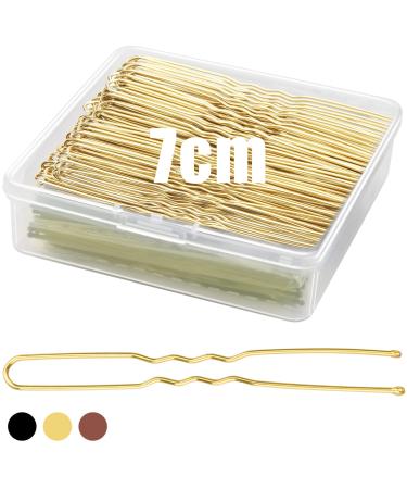 Mbsomnus 200pcs Hair Pins for Buns 7cm Bobby Pins Blonde U-Shaped Hair Pins Long Bun Pins with Storage Box Hair Grips for Thick Hair Women Girls Wedding Hair Styling Hair Accessories 200pcs Gold