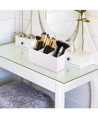 Makeup Brush Holder Organizer - 3 Slot Cosmetic Brushes Container for Vanity (White) - Buy Online on GoSupps.com