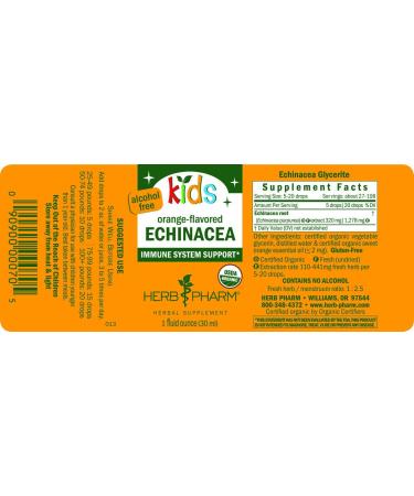 Herb Pharm Kids Echinacea - Alcohol-Free Orange Flavor, 1 fl oz (30 ml) | Immune Support - Buy Online on GoSupps.com