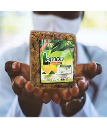 Buy Aroma Depot 100% Natural Lemon Raw African Black Soap - 2 lb | Acne Eczema Psoriasis Treatment | Handmade Face & Body Wash - Buy Online on GoSupps.com