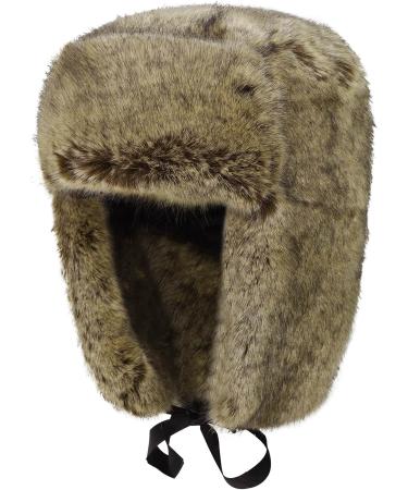 Unisex Faux Fur Trapper Hat - Winter Bomber Cap for Skiing & Hunting in Brown - Buy Online on GoSupps.com