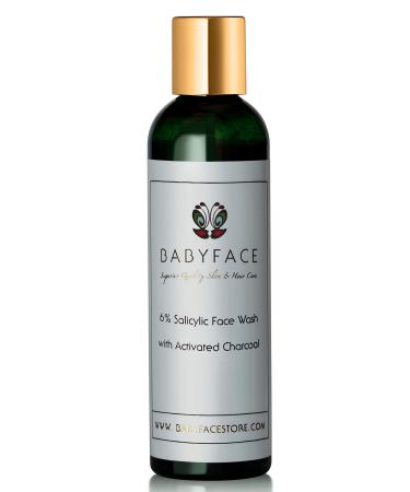 Babyface Anti-Aging and Acne Control 6% Salicylic Wash Cleanser with Activated Charcoal + Vitamin C DMAE Hyaluronic Acid Rooibos & White Tea Tamanu 4.4 oz.