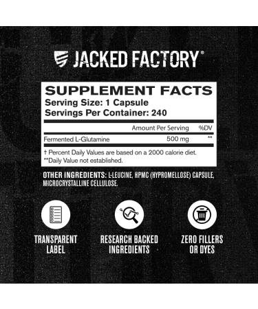 Jacked Factory Creatine Monohydrate Pills (150 Count) & L-Glutamine Capsules 500mg (240 Count) for Muscle Growth Recovery Strength & Immunity - Buy Online on GoSupps.com