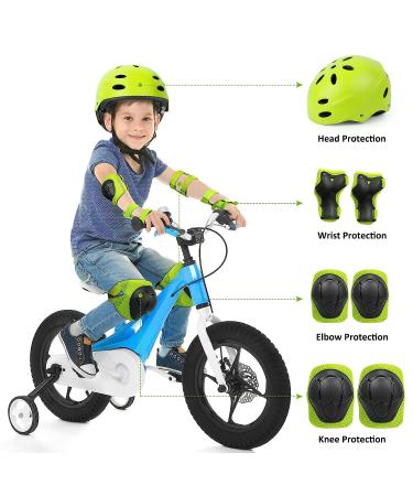 Kids Protective Gear Set - Green Helmet, Knee Pads, Elbow Pads, Wrist Guard | Skateboard, Rollerblading, Cycling Accessories - Buy Online on GoSupps.com