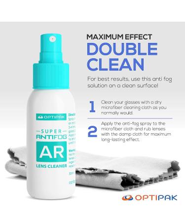 OPTIPAK Anti Fog Spray for Glasses - Defogger Cleaner with Microfiber Cloth | 60ml/2oz - Buy Online on GoSupps.com