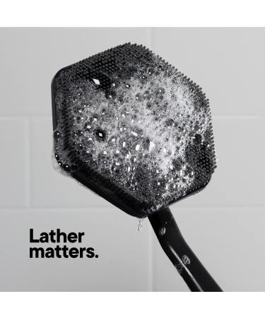 Tooletries Back Scrubber - Exfoliating Silicone Shower Brush with Long Handle - Charcoal - Buy Online on GoSupps.com