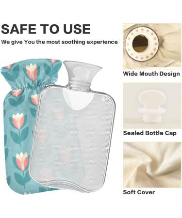 NAANLE 2L Hot Water Bottle with Tulip Flowers Cover - Perfect for Pain Relief Hand & Foot Warmer Neck & Back Therapy | Transparent Heat Bottle - Buy Online on GoSupps.com
