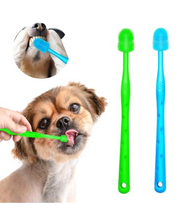 Dog Brush Cat Pet Puppy Gum Finger Toothbrush Dental Care Teeth Cleaning Supplies Kit for Dogs 2 Pcs 360 Silicone