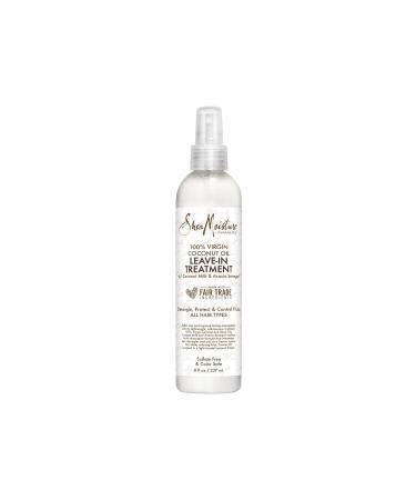 Shea Moisture 100% Virgin Coconut Oil Leave-in Treatment Shine Curly and Tame Frizz for Tangle-Free Hair All Natural certified Organic 8 Ounce