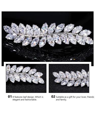 Beaupretty Rhinestone Leaf Hair Clip - Crystal Diamond Wedding Hair Barrette for Women - Silver Bridal Hair Accessory - Buy Online on GoSupps.com
