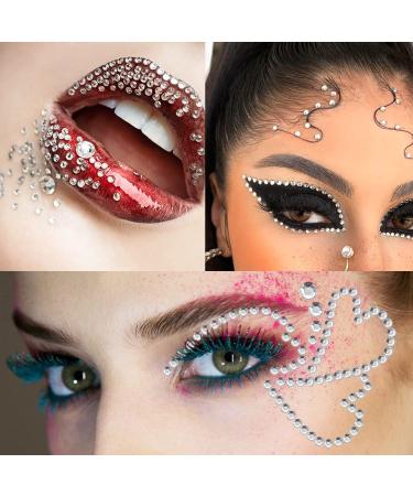 400 Pcs Self-Adhesive Crystal Face Jewels - White Rhinestone Stickers for Women, Festival Accessory, Nail Art, and DIY Crafts - Buy Online on GoSupps.com