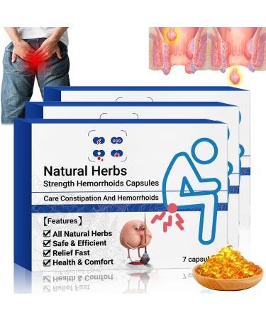 Guegalls Heca Natural Herbal Strength Hemorrhoid Capsules Natural Hemorrhoid Treatment Capsules Hemorrhoid Suppository (3pcs)