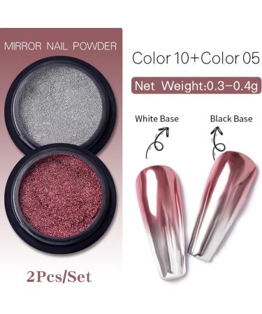 Chrome Nail Powder Aurora Mirror Effect for DIY Nail Art - 2pcs (10+05) - Buy Online on GoSupps.com