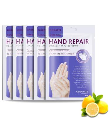 Hand Mask Moisturizing Gloves - 5 pack, Hand Mask for Dry Skin, Spa Hand Mask Gentle Soothe and Anti Aging, Nourish Hand Care for Winter Nourishing Smoothing, Repair Rough Damaged Skin for Women or Man (Lavender)