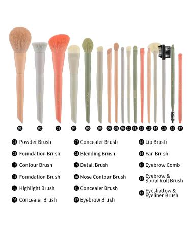 Docolor 17Pcs Morandi Makeup Brushes Set with Bag, Sponge & Protector - Professional Face Powder Blush Eye Shadow Kit - Premium Gift Box - Buy Online on GoSupps.com