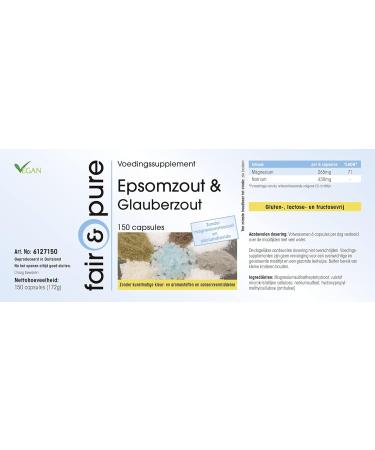 SoMatEm Fair & Pure Epsom salt & Glauber salt magnesium sulphate and sodium sulphate vegan 150 capsules without magnesium stearate - Buy Online on GoSupps.com