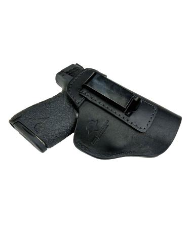 Relentless Tactical The Defender Leather IWB Holster - Made in USA - for S&W M&P Shield | Glock 17 19 22 23 32 33 43 | Springfield XD & XDS | Plus All Similar Sized Handguns Midnight Black Inside the Waistband - Right Side