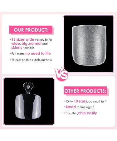 Buy GlimightyX Soft Gel Toe Nail Tips - Long Square Fake Toenails with Full Matte Finish | Pre-shaped Gel Press On Nails for Acrylic Extension - Buy Online on GoSupps.com