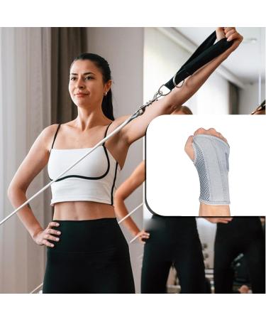 Adjustable Left Hand Wrist Brace for Carpal Tunnel | Sleep Support & Compression Splint for Weightlifting - Gray - Buy Online on GoSupps.com