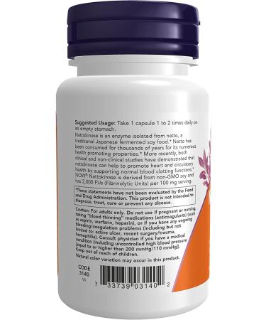 Now Foods Nattokinase 100 mg - 60 Veg Capsules for Heart Health - Buy Online on GoSupps.com