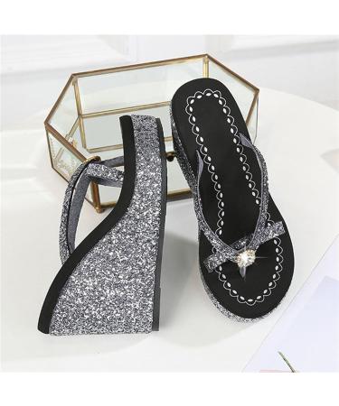 Women s Fashion Toe Loop Sandals | Platform Wedge Bunion Corrector Rhinestone Sandals for Summer Hiking & Beach - Size 6 Black - Buy Online on GoSupps.com