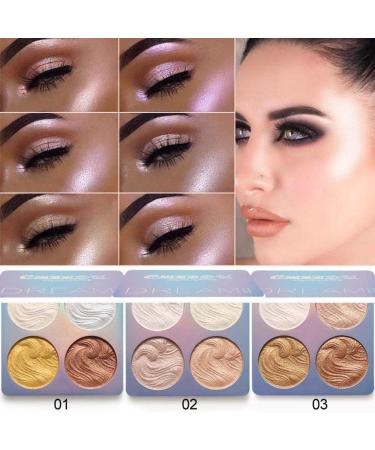 Shimmer Highlighter Palette - White Pink Champagne Gold Hilight Makeup Powder | Face Glitter Primer for Makeup - 4 Colors - 1 Count - Buy Online on GoSupps.com