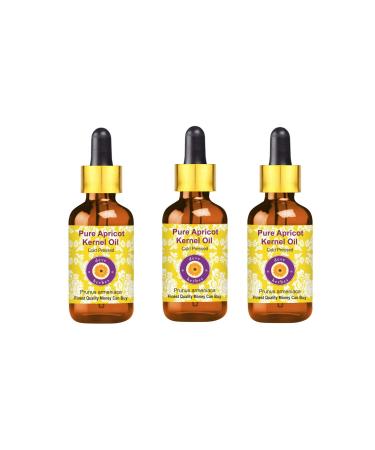 Deve Herbes Pure Apricot Kernel Oil Prunus Armeniaca with Glass Dropper 100 Natural Therapeutic Grade Cold Pressed for Personal Care Pack of Three 100ml X 3 10 oz