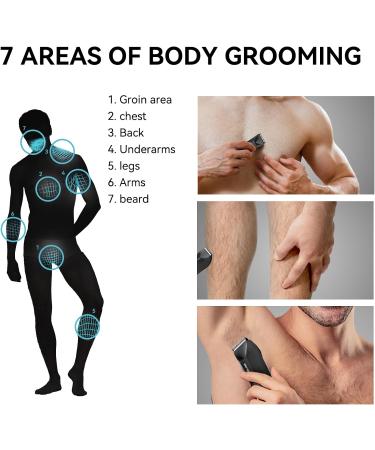 Buy IPX7 Waterproof Body Hair Trimmer for Men - Ceramic Blade LED Light USB Rechargeable Perfect for Groin & Pubic Hair | Travel Pouch Included - Buy Online on GoSupps.com