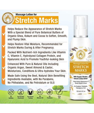 Mom & World Massage Lotion for Stretch Marks 120ml - Organic Olivates Kokum & Shea Butter - Best Stretch Mark Cream for Moms - Buy Online on GoSupps.com