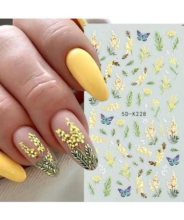 6pcs 5D Flower Nail Art Stickers - Spring/Summer Embossed Design Accessory - Buy Online on GoSupps.com