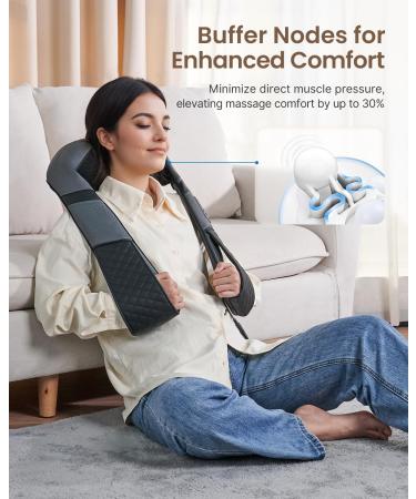 Renpho Shiatsu Massage Device - 3D Neck & Shoulder Massager with Warmth | Deep Tissue Relief for Back Legs & Feet - Black & Gray - Buy Online on GoSupps.com