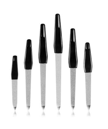 URAQT Nail File Set 6pcs Stainless Steel Nail Files with Comfortable Handle Professional Manicure Pedicure Tools Double Sided Emery Boards for Acrylic and Natural Nails 6 Sizes