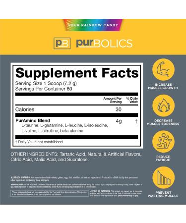 Buy Aminos: 4g Free-Form Amino Acids Beta-Alanine 0 Sugar - 60 Servings Sour Rainbow Candy - International Shipping - Buy Online on GoSupps.com