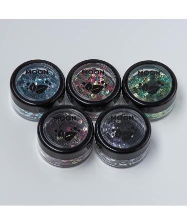 Buy Mystics Eco-Friendly Organic Glitter - 100% Cosmetic Safe Degradable 3G Set (5 Colors) for Face Body Nails & Hair | Moon Glitter - Buy Online on GoSupps.com