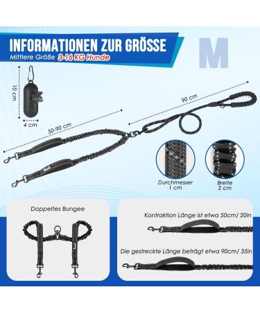 Buy Eyin Double Linen Dog Leash for Small & Medium Dogs - Flexible Reflective Tangle-Free with 3 Padded Handles - Ideal for 3 to 16 kg Dogs - International Shipping Available - Buy Online on GoSupps.com