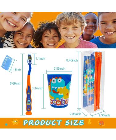 Buy Dinosaurs 4-Piece Kids Toothbrush Set - Travel Set with Cup Cap & Carry Bag - Fun & Functional Oral Care - Buy Online on GoSupps.com