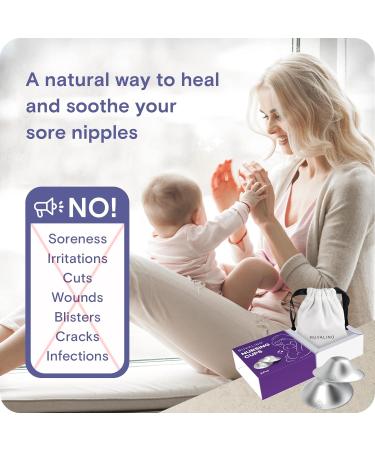 RUVALINO Silver Nipple Shield Breastfeeding - Premium Breastfeeding Silver Cups for Nursing Moms to Protect and Soothe Sensitive Nipples Safe and Nickel-Free Silver Nipple Cups (Regular) - Buy Online on GoSupps.com