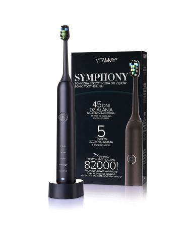 Vitamy Symphony Black Sound toothbrush with comfort housing |Black |Five brush modes |Up to 82 000 revolutions per minute |USB induction charger