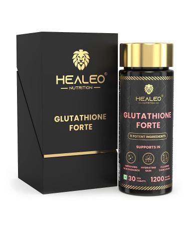 18karat Glutathione Forte 1200mg with Saffron Hyaluronic Acid Ala Grape Seed Aloe Vera Biotin Vitamin E for Glowing Skin - Acne Scar & Dark Spot Removal - Lab Tested - 30 Veg Tablets
