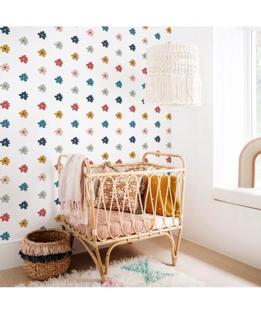 funlife Contrast Color Daisy Wall Decal Peel and Stick Wall Stickers Transparent PVC Kids Wall Art Decor for Revamping Nursery Bedroom Playroom